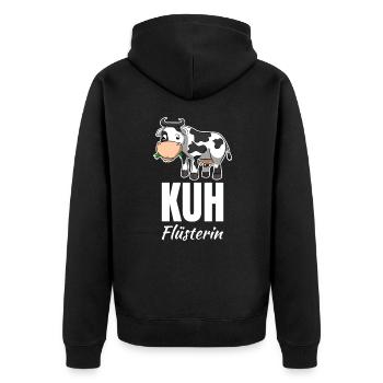 Kuhflüsterin Kuh Bäuerin Landwirtin - Unisex Premium Bio Zip Hoodie - Schwarz - Hinten - Nico (187cm)