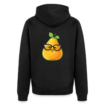 Mignonne Nerdy Pear avec des lunettes – Drôle - Veste à capuche bio Premium Unisexe - noir - Dos - Nico (187cm)