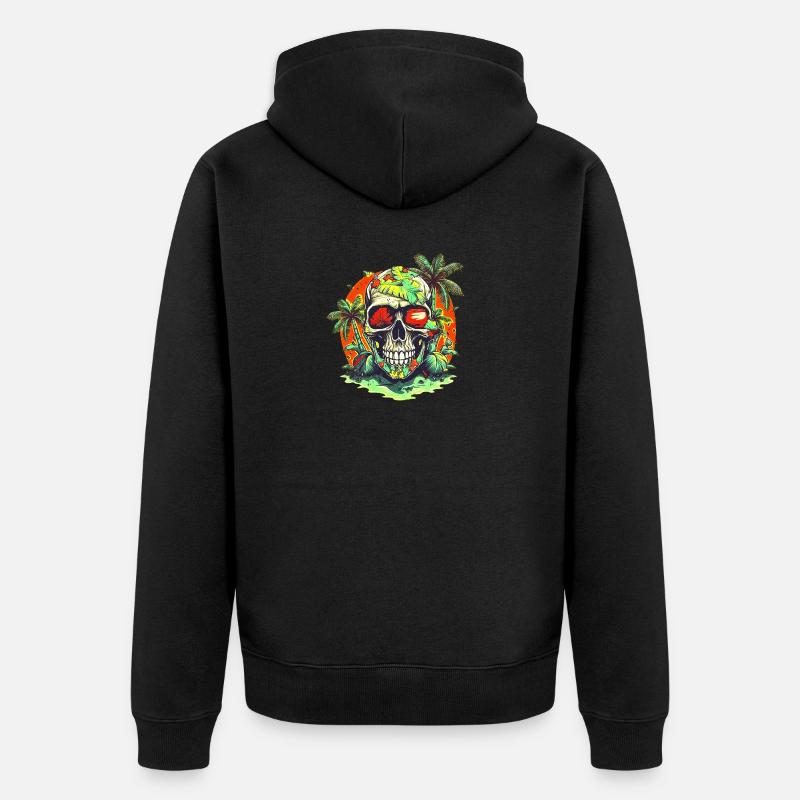 Strand-Schädel - Unisex Premium Bio Zip Hoodie - Schwarz