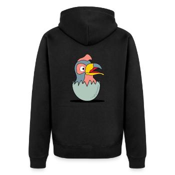 TUCANATA Baby 005 - Unisex Premium Bio Zip Hoodie - Schwarz - Hinten - Nico (187cm)
