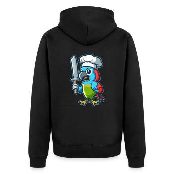 Chefkoch Papagei - Unisex Premium Bio Zip Hoodie - Schwarz - Hinten - Nico (187cm)