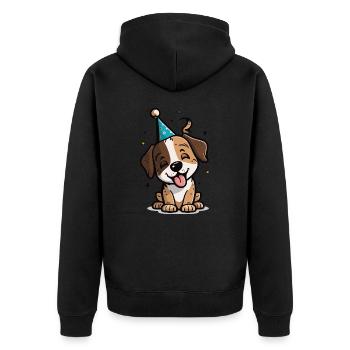The Party Pup - Unisex Premium Organic Zip Hoodie - black - Back - Nico (187cm)