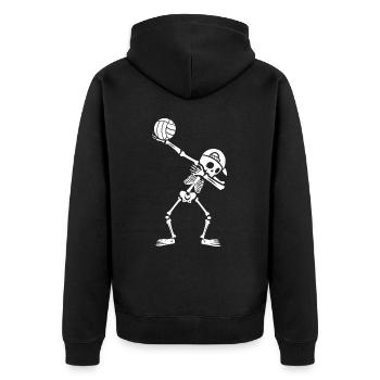 Volleyballer Dabbing Skelett Jungen Volleyball - Unisex Premium Bio Zip Hoodie - Schwarz - Hinten - Nico (187cm)