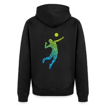 Volleyball Spieler Symbole Jungen Volleyballer - Unisex Premium Bio Zip Hoodie - Schwarz - Hinten - Nico (187cm)
