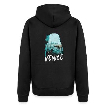 Venice and its Gondolas: Elegant Illustration - Unisex Premium Organic Zip Hoodie - black - Back - Nico (187cm)