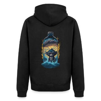 Affe - Unisex Premium Bio Zip Hoodie - Schwarz - Hinten - Nico (187cm)