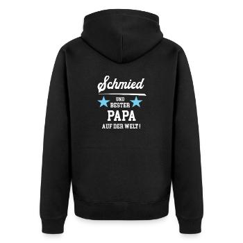 Schmied Bester Papa Vatertag Geburtstag Schmiede - Unisex Premium Bio Zip Hoodie - Schwarz - Hinten - Nico (187cm)