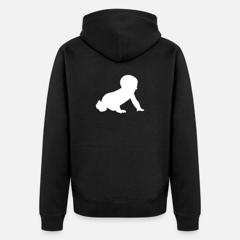 Silhouette de bébé rampant - Veste à capuche bio Premium Unisexe - noir