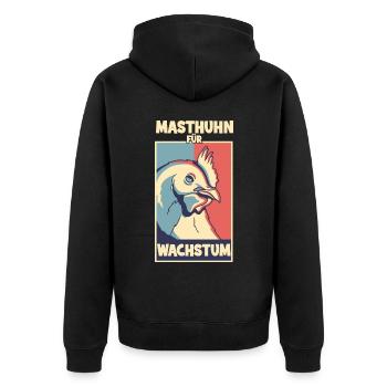 Masthuhn für Wachstum - Unisex Premium Bio Zip Hoodie - Schwarz - Hinten - Nico (187cm)