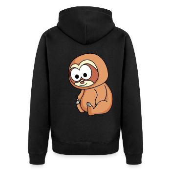 Faultier Comic Tier - Unisex Premium Bio Zip Hoodie - Schwarz - Hinten - Nico (187cm)