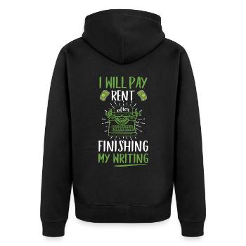 Ich werde Rente spielen, nachdem ich mein - Unisex Premium Bio Zip Hoodie - Schwarz - Hinten - Nico (187cm)