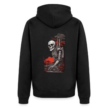 Occulte Steampunk Apocalypse Gothique Squelette Design - Veste à capuche bio Premium Unisexe - noir - Dos - Nico (187cm)