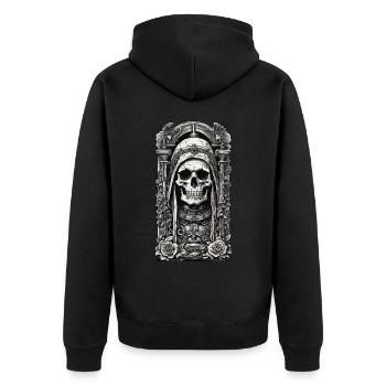 Gothic Elegance Skeleton Vintage Monument - Unisex Premium Organic Zip Hoodie - black - Back - Nico (187cm)