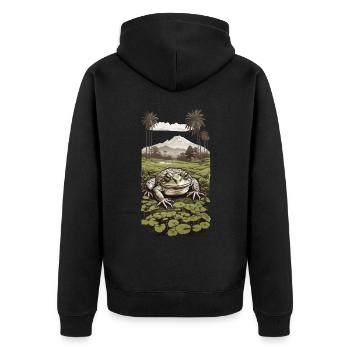 Grenouille amphibienne merveilleuse et conception de la nature - Veste à capuche bio Premium Unisexe - noir - Dos - Nico (187cm)