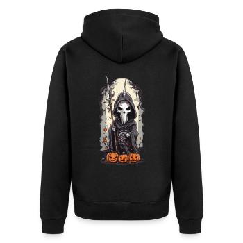 Dark Unicorn Magical Gothic Halloween Spell - Unisex Premium Organic Zip Hoodie - black - Back - Nico (187cm)