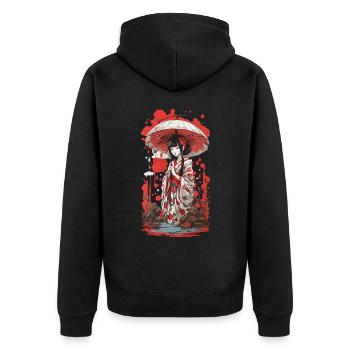 Japonais Ukiyo-E Esthétique Style de Design Rétro - Veste à capuche bio Premium Unisexe - noir - Dos - Nico (187cm)