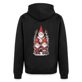 Nordische Gnome Weihnachtszauber mit Elfen Zwergen - Unisex Premium Bio Zip Hoodie - Schwarz - Hinten - Nico (187cm)