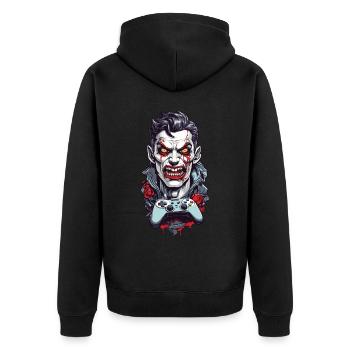 Spooky Halloween Gamer Gaming Design - Unisex Premium Organic Zip Hoodie - black - Back - Nico (187cm)