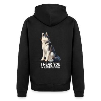 Husky - Unisex Premium Bio Zip Hoodie - Schwarz - Hinten - Nico (187cm)