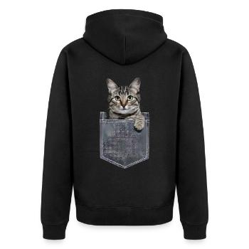 Bombay-Katze in der Tasche Geschenk - Unisex Premium Bio Zip Hoodie - Schwarz - Hinten - Nico (187cm)