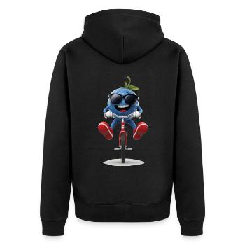 Blueberry Radfahren auf dem Fahrrad Geschenk - Unisex Premium Bio Zip Hoodie - Schwarz - Hinten - Nico (187cm)