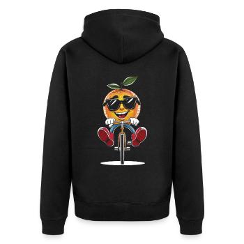 Mandarin Radfahren auf Fahrrad-Geschenk - Unisex Premium Bio Zip Hoodie - Schwarz - Hinten - Nico (187cm)