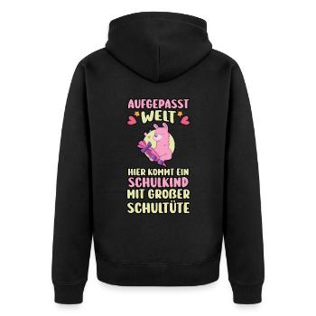Kindergarten Graduates Back to School School Child Lama Enrollment - Unisex Premium Organic Zip Hoodie - black - Back - Nico (187cm)