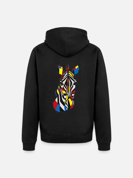 Zebra - Unisex Premium Organic Zip Hoodie - black