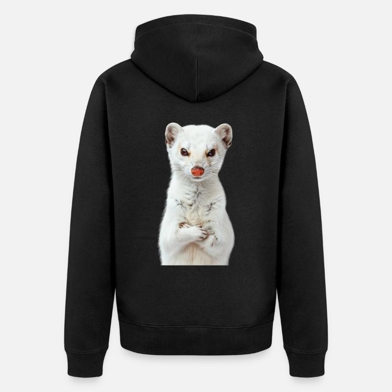 Hermelin - Unisex Premium Bio Zip Hoodie - Schwarz