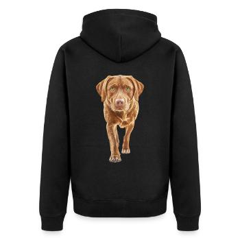 Labrador Retriever - Unisex Premium Bio Zip Hoodie - Schwarz - Hinten - Nico (187cm)