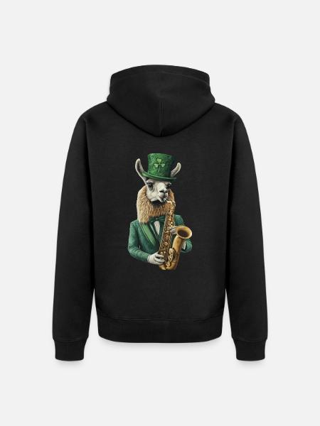 Lama - Unisex Premium Bio Zip Hoodie - Schwarz