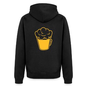 Bier von oben Comic - Unisex Premium Bio Zip Hoodie - Schwarz - Hinten - Nico (187cm)