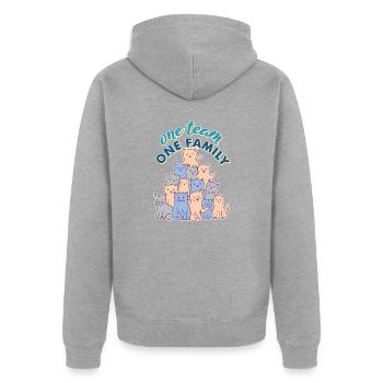 team familie katze hundesport elternzeit witzig - Unisex Premium Bio Zip Hoodie - Grau meliert - Hinten - Nico (187cm)