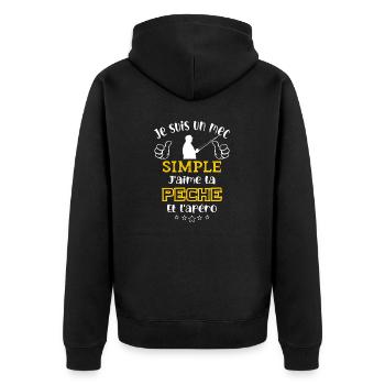 je suis un mec simple j'aime la pêche et l'apéro - Veste à capuche bio Premium Unisexe - noir - Dos - Nico (187cm)