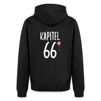 Geburtstagsgeschenk für Frauen Herz 66 Geburtstag - Unisex Premium Bio Zip Hoodie - Schwarz - Hinten - Nico (187cm)