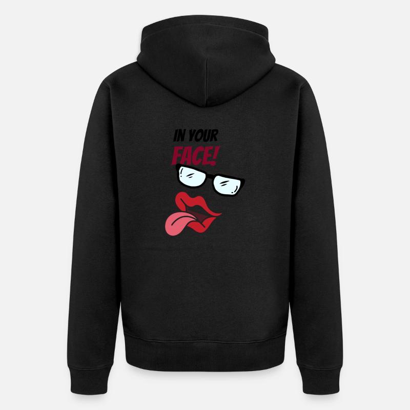 visage abstrait avec dicton - Veste à capuche bio Premium Unisexe - noir