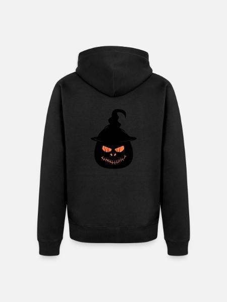 Pumpkin Face - Unisex Premium Organic Zip Hoodie - black