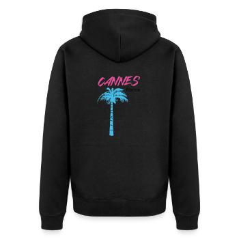 Cannes - Unisex Premium Bio Zip Hoodie - Schwarz - Hinten - Nico (187cm)