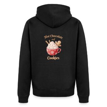Hot Chocolate and Gingerbread Cookies - Unisex Premium Bio Zip Hoodie - Schwarz - Hinten - Nico (187cm)