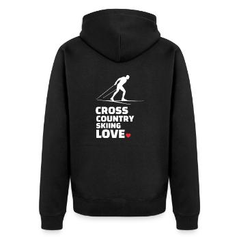 Ich Liebe Langlauf Stilvolles - Unisex Premium Bio Zip Hoodie - Schwarz - Hinten - Nico (187cm)