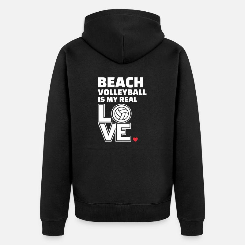 J’adore le beach-volley élégant - Veste à capuche bio Premium Unisexe - noir