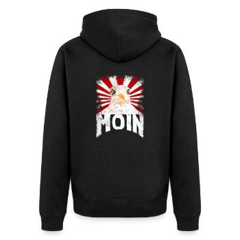 Angry Seagull Harbor Eagle 3 - Unisex Premium Organic Zip Hoodie - black - Back - Nico (187cm)