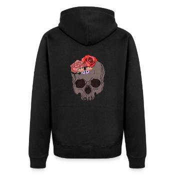 Crâne Rose - Veste à capuche bio Premium Unisexe - noir - Dos - Nico (187cm)