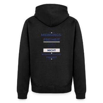 Meinungsfreiheit LBHGBW - Unisex Premium Bio Zip Hoodie - Schwarz - Hinten - Nico (187cm)