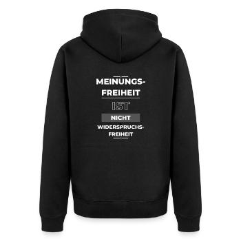 Meinungsfreiheit LWHGBS - Unisex Premium Bio Zip Hoodie - Schwarz - Hinten - Nico (187cm)