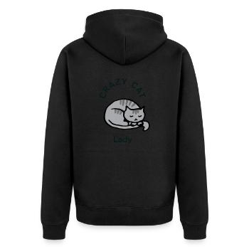 Crazy Cat Lady - Unisex Premium Bio Zip Hoodie - Schwarz - Hinten - Nico (187cm)