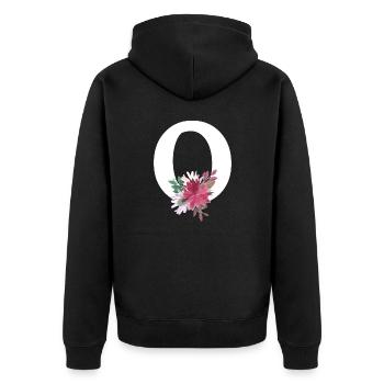 Lettre o floral - Veste à capuche bio Premium Unisexe - noir - Dos - Nico (187cm)