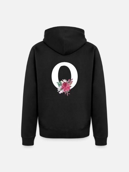 Floral letter - Unisex Premium Organic Zip Hoodie - black