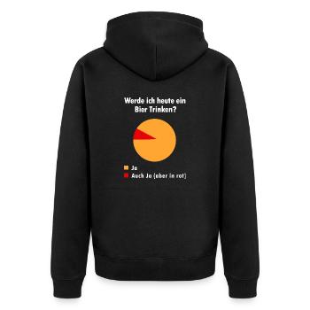 werde ich heute bier trinken Bierdiagram - Unisex Premium Bio Zip Hoodie - Schwarz - Hinten - Nico (187cm)