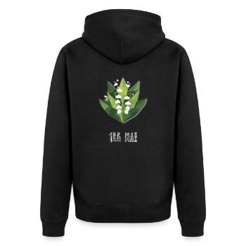 Lily of the valley of May 1st - Unisex Premium Organic Zip Hoodie - black - Back - Nico (187cm)